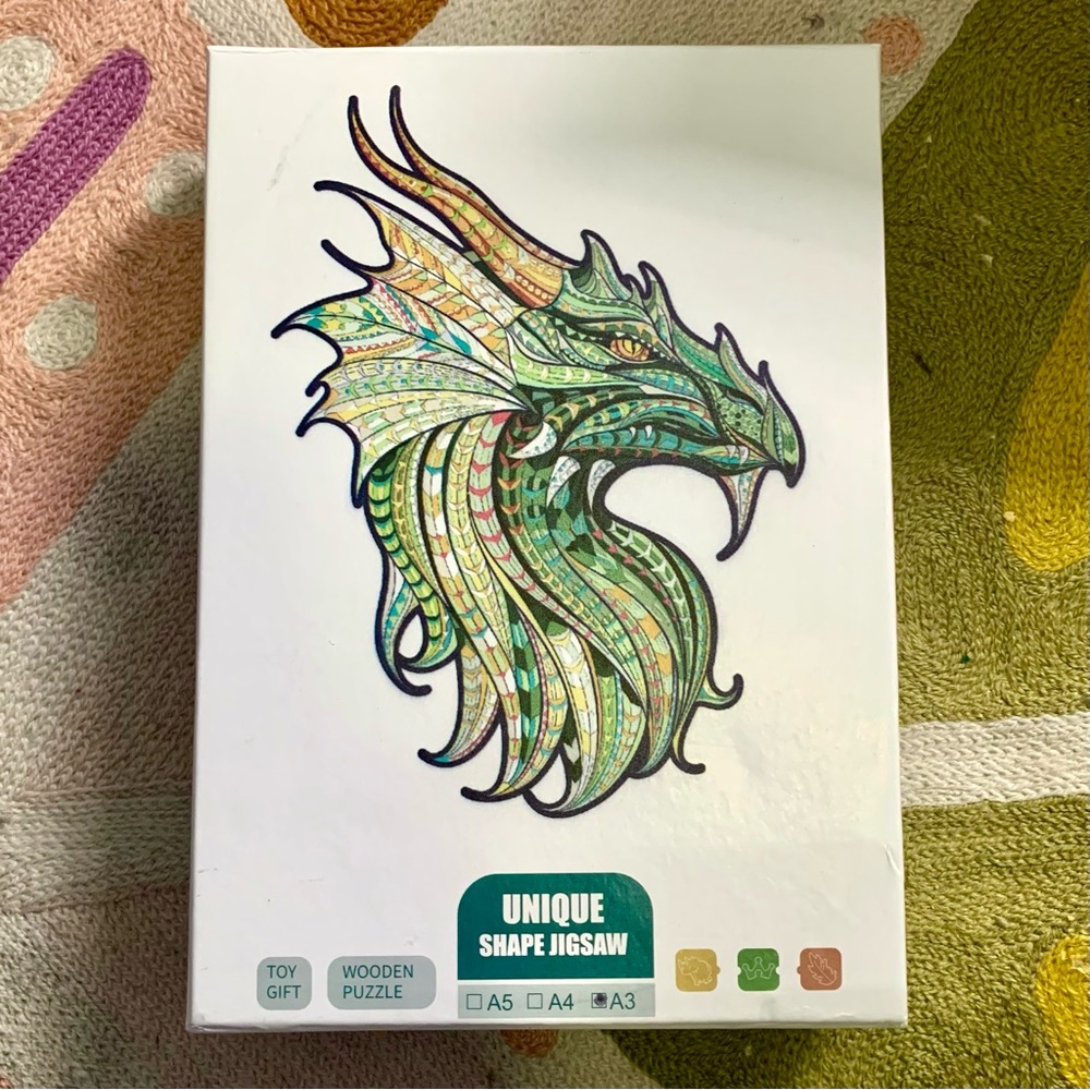 Dragon Wooden Jigsaw Puzzle with Whimsies by Unique Shape Jigsaw